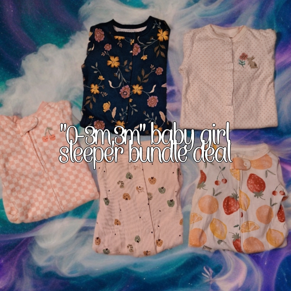 "0-3m,3m" NWOT & NWT baby girl sleeper bundle 💋🩷